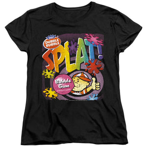 AN OFFCIALLY LICENSED DUBBLE BUBBLE SPLAT GUM WOMEN'S REGULAR FIT T-SHIRT BLACK