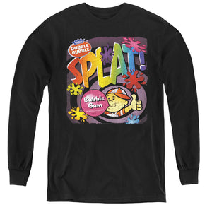 AN OFFCIALLY LICENSED DUBBLE BUBBLE SPLAT GUM YOUTH LONG SLEEVE T-SHIRT BLACK