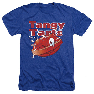 AN OFFCIALLY LICENSED DUBBLE BUBBLE TANGY TARTS MEN'S HEATHER T-SHIRT ROYAL