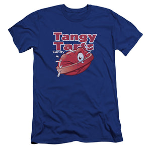 AN OFFCIALLY LICENSED DUBBLE BUBBLE TANGY TARTS MEN'S PREMIUM SLIM FIT T-SHIRT ROYAL