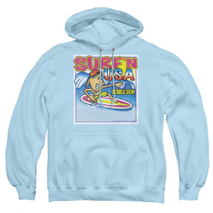 AN OFFCIALLY LICENSED DUBBLE BUBBLE SURFN USA GUM ADULT UNISEX PULLOVER HOODIE LIGHT BLUE