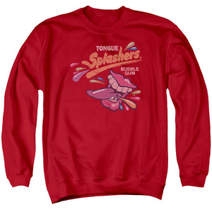 AN OFFCIALLY LICENSED DUBBLE BUBBLE DISTRESS LOGO ADULT UNISEX CREWNECK SWEATSHIRT RED