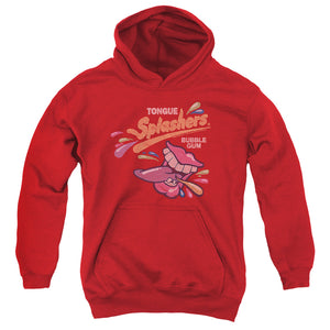 AN OFFCIALLY LICENSED DUBBLE BUBBLE DISTRESS LOGO YOUTH HOODIE RED