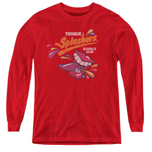 AN OFFCIALLY LICENSED DUBBLE BUBBLE DISTRESS LOGO YOUTH LONG SLEEVE T-SHIRT RED