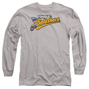 AN OFFCIALLY LICENSED DUBBLE BUBBLE TONGUE SPLASHERS LOGO MEN'S LONG SLEEVE T-SHIRT ATHLETIC HEATHER