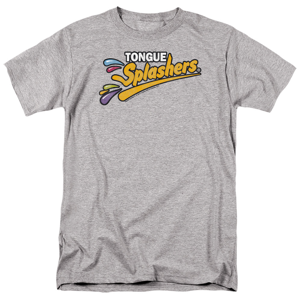 AN OFFCIALLY LICENSED DUBBLE BUBBLE TONGUE SPLASHERS LOGO MEN'S REGULAR FIT T-SHIRT ATHLETIC HEATHER