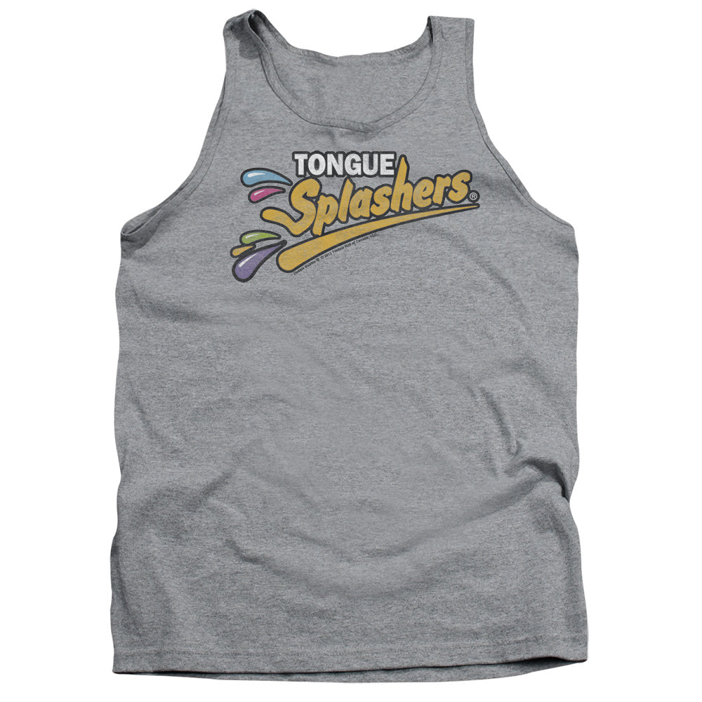 AN OFFCIALLY LICENSED DUBBLE BUBBLE TONGUE SPLASHERS LOGO ADULT UNISEX TANK TOP ATHLETIC HEATHER