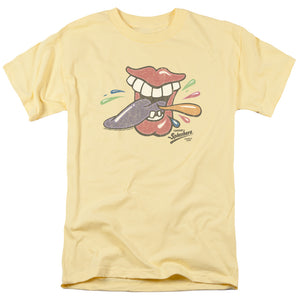 AN OFFCIALLY LICENSED DUBBLE BUBBLE ROLLING TONGUE MEN'S REGULAR FIT T-SHIRT BANANA