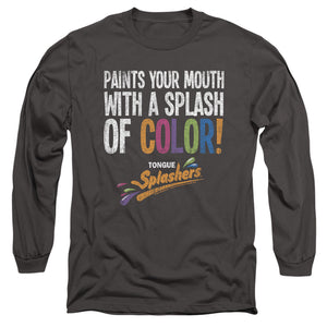 AN OFFCIALLY LICENSED DUBBLE BUBBLE PAINTS YOUR MOUTH MEN'S LONG SLEEVE T-SHIRT CHARCOAL