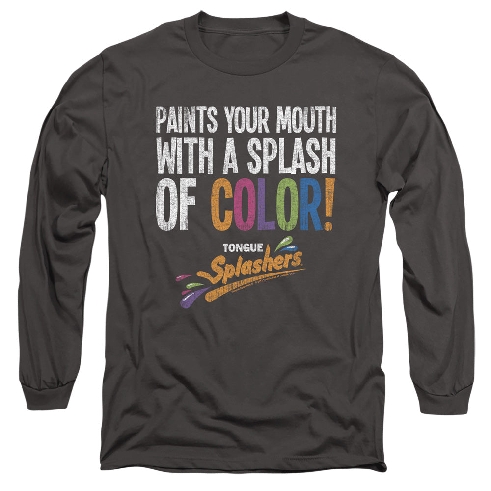 AN OFFCIALLY LICENSED DUBBLE BUBBLE PAINTS YOUR MOUTH MEN'S LONG SLEEVE T-SHIRT CHARCOAL