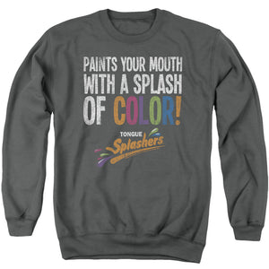 AN OFFCIALLY LICENSED DUBBLE BUBBLE PAINTS YOUR MOUTH ADULT UNISEX CREWNECK SWEATSHIRT CHARCOAL