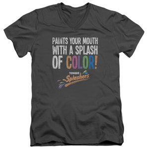 AN OFFCIALLY LICENSED DUBBLE BUBBLE PAINTS YOUR MOUTH MEN'S V-NECK T-SHIRT CHARCOAL