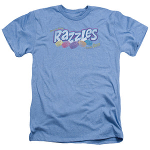 AN OFFCIALLY LICENSED DUBBLE BUBBLE DISTRESSED LOGO MEN'S HEATHER T-SHIRT LIGHT BLUE