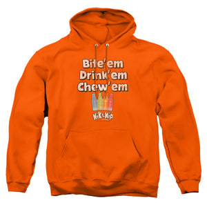 AN OFFCIALLY LICENSED DUBBLE BUBBLE BITE DRINK CHEW ADULT UNISEX PULLOVER HOODIE ORANGE
