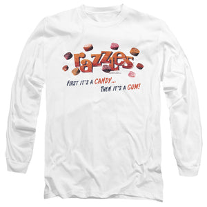 AN OFFCIALLY LICENSED DUBBLE BUBBLE A GUM AND A CANDY MEN'S LONG SLEEVE T-SHIRT WHITE