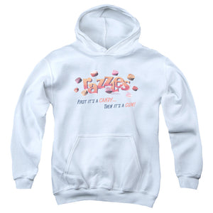AN OFFCIALLY LICENSED DUBBLE BUBBLE A GUM AND A CANDY YOUTH HOODIE WHITE