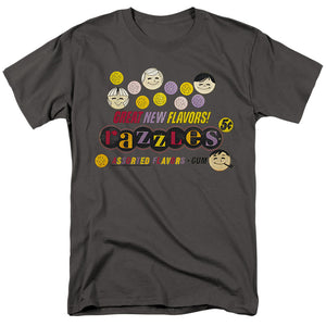 AN OFFCIALLY LICENSED DUBBLE BUBBLE RAZZLES RETRO BOX MEN'S REGULAR FIT T-SHIRT CHARCOAL