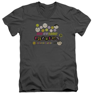 AN OFFCIALLY LICENSED DUBBLE BUBBLE RAZZLES RETRO BOX MEN'S V-NECK T-SHIRT CHARCOAL