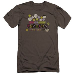 AN OFFCIALLY LICENSED DUBBLE BUBBLE RAZZLES RETRO BOX MEN'S PREMIUM SLIM FIT T-SHIRT CHARCOAL