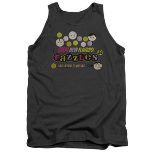 AN OFFCIALLY LICENSED DUBBLE BUBBLE RAZZLES RETRO BOX ADULT UNISEX TANK TOP CHARCOAL