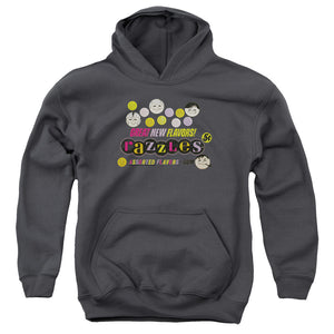 AN OFFCIALLY LICENSED DUBBLE BUBBLE RAZZLES RETRO BOX YOUTH HOODIE CHARCOAL