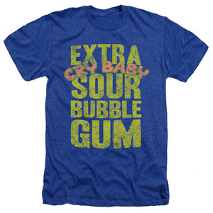AN OFFCIALLY LICENSED DUBBLE BUBBLE EXTRA SOUR MEN'S HEATHER T-SHIRT ROYAL
