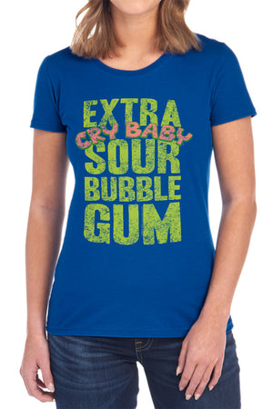 AN OFFCIALLY LICENSED DUBBLE BUBBLE EXTRA SOUR WOMEN'S REGULAR FIT T-SHIRT ROYAL