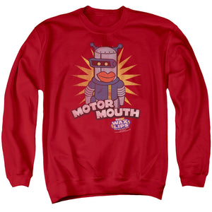 AN OFFCIALLY LICENSED DUBBLE BUBBLE MOTOR MOUTH ADULT UNISEX CREWNECK SWEATSHIRT RED
