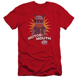 AN OFFCIALLY LICENSED DUBBLE BUBBLE MOTOR MOUTH MEN'S PREMIUM SLIM FIT T-SHIRT RED