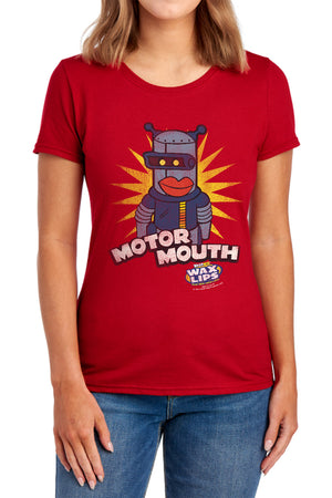 AN OFFCIALLY LICENSED DUBBLE BUBBLE MOTOR MOUTH WOMEN'S REGULAR FIT T-SHIRT RED