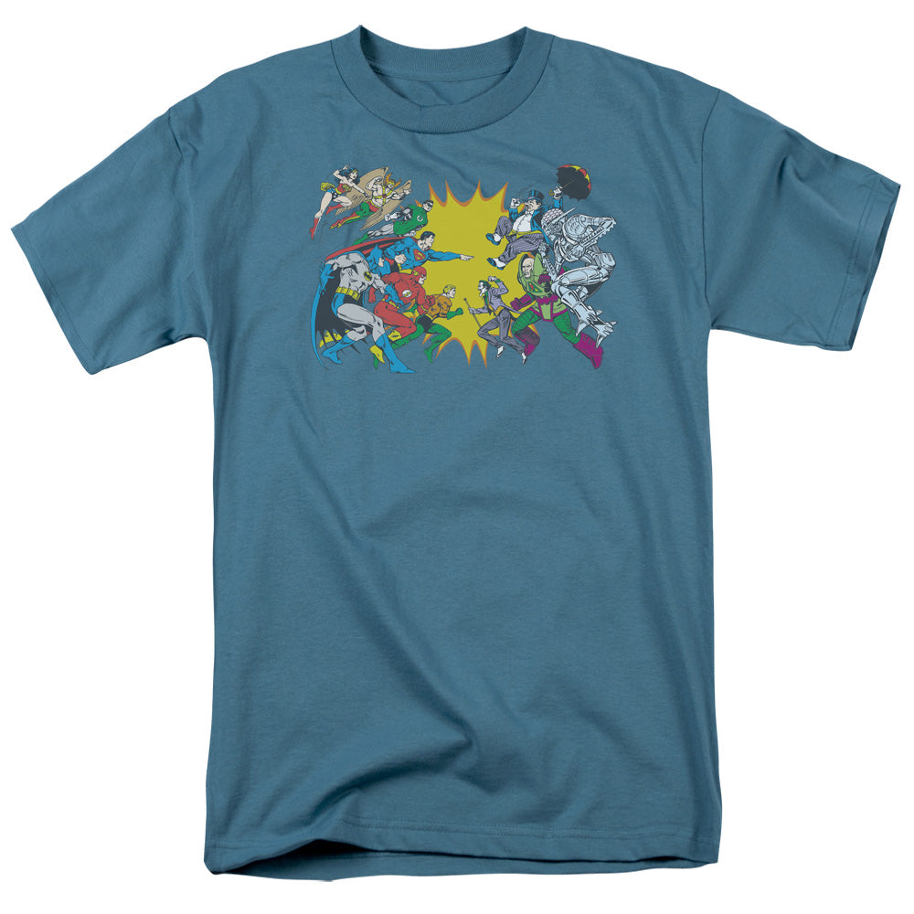 AN OFFCIALLY LICENSED DC FACE OFF MEN'S REGULAR FIT T-SHIRT SLATE