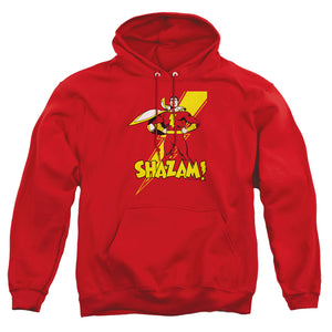 AN OFFCIALLY LICENSED DC SHAZAM SHAZAM ADULT UNISEX PULLOVER HOODIE RED