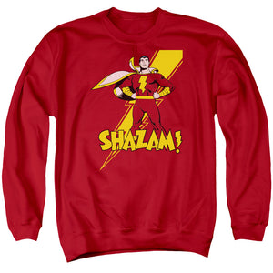 AN OFFCIALLY LICENSED DC SHAZAM SHAZAM ADULT UNISEX CREWNECK SWEATSHIRT RED