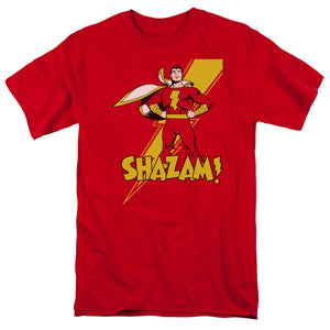 AN OFFCIALLY LICENSED DC SHAZAM SHAZAM MEN'S REGULAR FIT T-SHIRT RED
