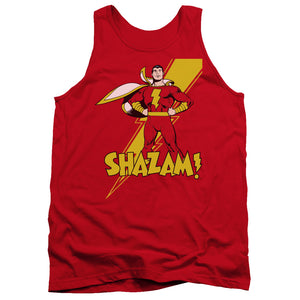 AN OFFCIALLY LICENSED DC SHAZAM SHAZAM ADULT UNISEX TANK TOP RED