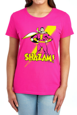 AN OFFCIALLY LICENSED DC SHAZAM SHAZAM WOMEN'S REGULAR FIT T-SHIRT RED