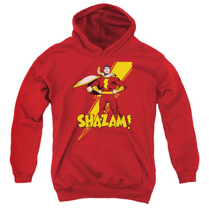 AN OFFCIALLY LICENSED DC SHAZAM SHAZAM YOUTH HOODIE RED