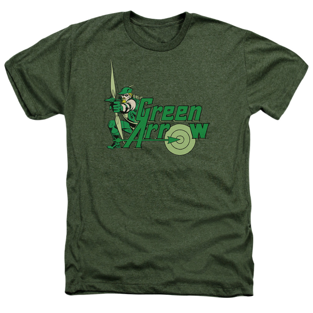 AN OFFCIALLY LICENSED DC GREEN ARROW GREEN ARROW MEN'S HEATHER T-SHIRT MILITARY GREEN