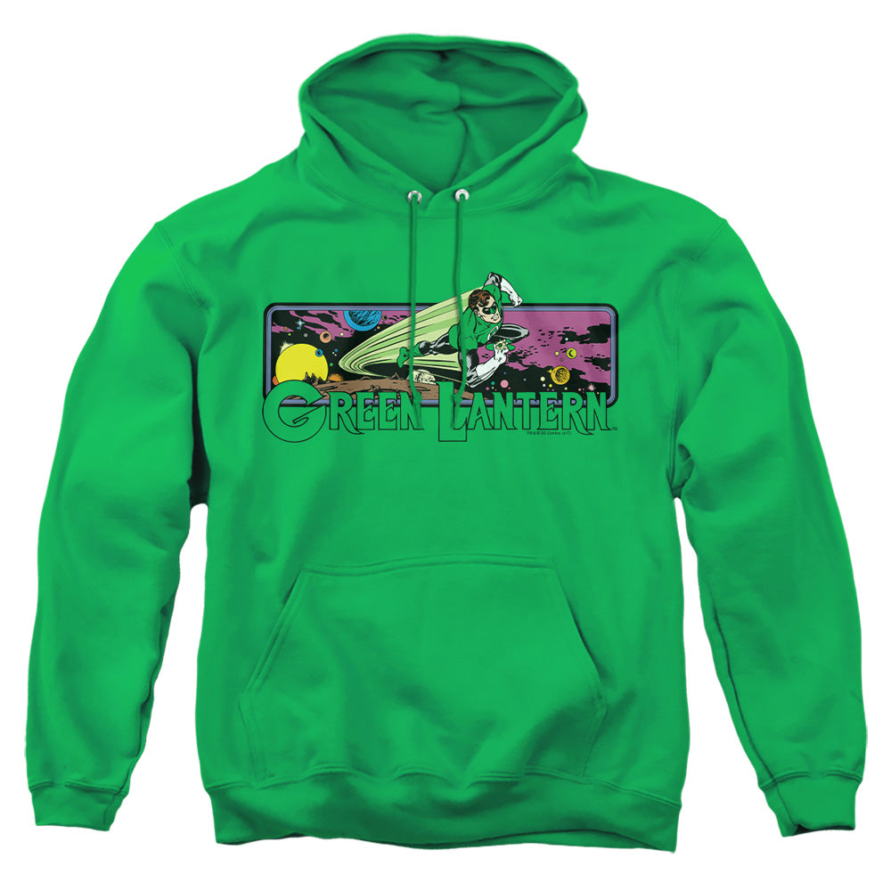 AN OFFCIALLY LICENSED DC GREEN LANTERN COSMOS ADULT UNISEX PULLOVER HOODIE KELLY GREEN