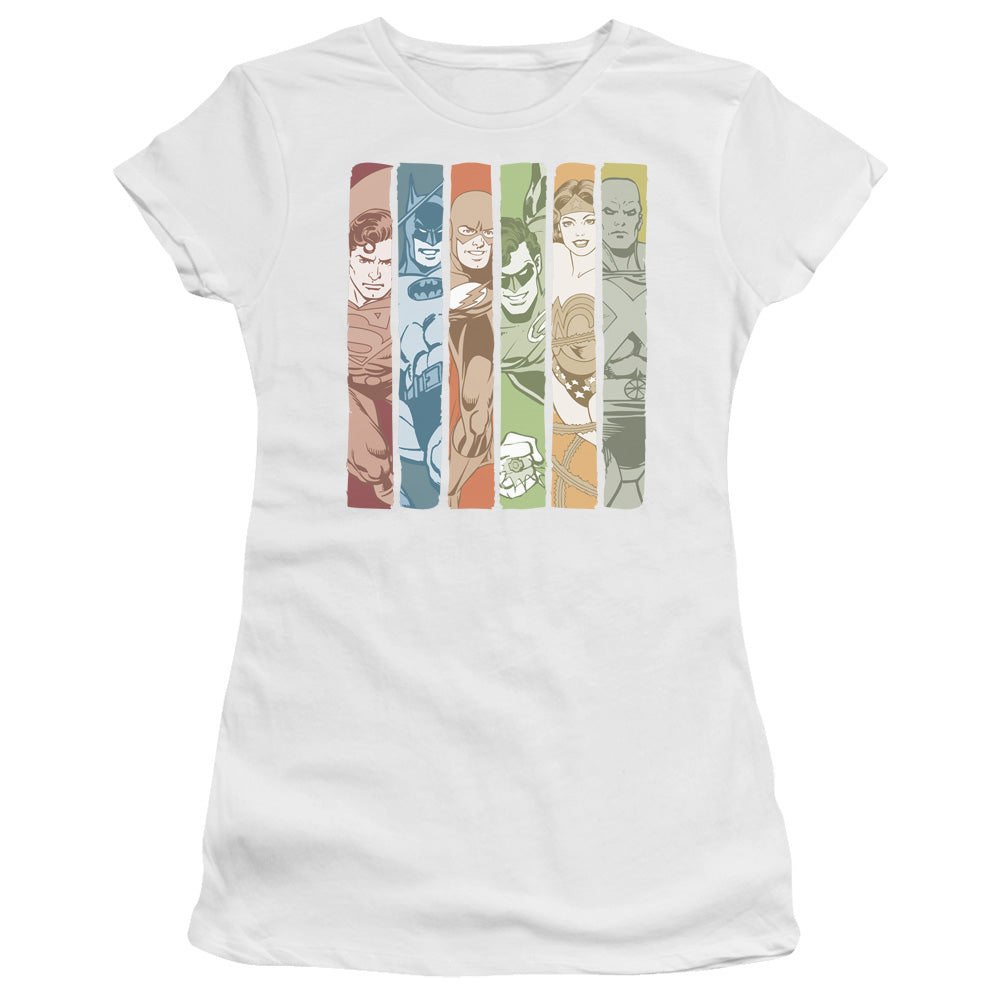 DC Justice League Columns Licensed Women's T-Shirt Juniors LG