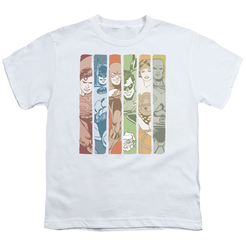 DC Justice League Columns Licensed Kid's T-Shirt (Ages 4-7) XS-XL