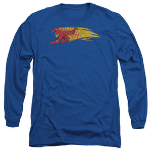 AN OFFCIALLY LICENSED DC FLASH FASTEST MAN ALIVE MEN'S LONG SLEEVE T-SHIRT ROYAL