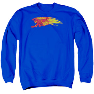 AN OFFCIALLY LICENSED DC FLASH FASTEST MAN ALIVE ADULT UNISEX CREWNECK SWEATSHIRT ROYAL