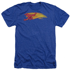 AN OFFCIALLY LICENSED DC FLASH FASTEST MAN ALIVE MEN'S HEATHER T-SHIRT ROYAL