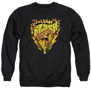 AN OFFCIALLY LICENSED DC FLASH BLAZING SPEED ADULT UNISEX CREWNECK SWEATSHIRT BLACK