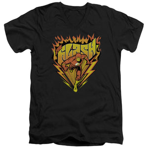 AN OFFCIALLY LICENSED DC FLASH BLAZING SPEED MEN'S V-NECK T-SHIRT BLACK