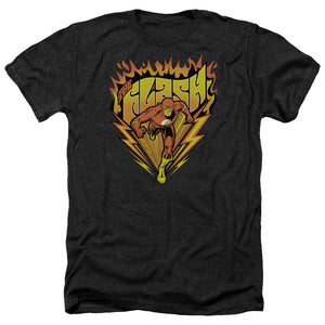 AN OFFCIALLY LICENSED DC FLASH BLAZING SPEED MEN'S HEATHER T-SHIRT CHARCOAL