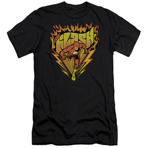 AN OFFCIALLY LICENSED DC FLASH BLAZING SPEED MEN'S PREMIUM SLIM FIT T-SHIRT BLACK