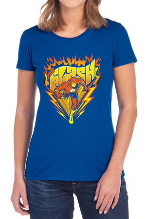 AN OFFCIALLY LICENSED DC FLASH BLAZING SPEED WOMEN'S REGULAR FIT T-SHIRT BLACK