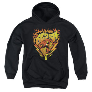 AN OFFCIALLY LICENSED DC FLASH BLAZING SPEED YOUTH HOODIE BLACK